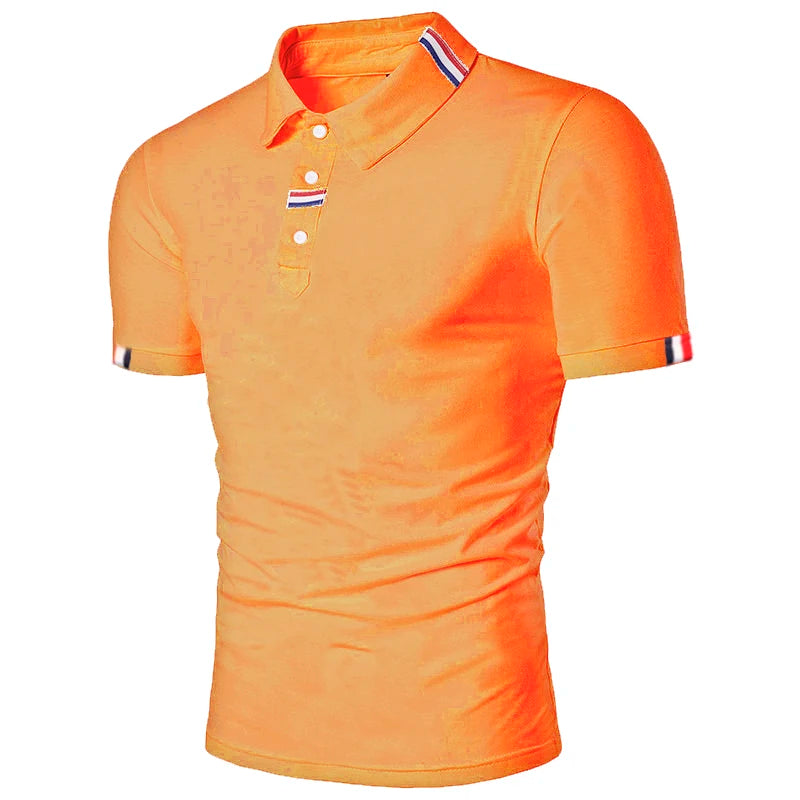 New Solid Color Mens Polo Shirts Short Sleeve Casual Fashion Summer Lapel Male Tops