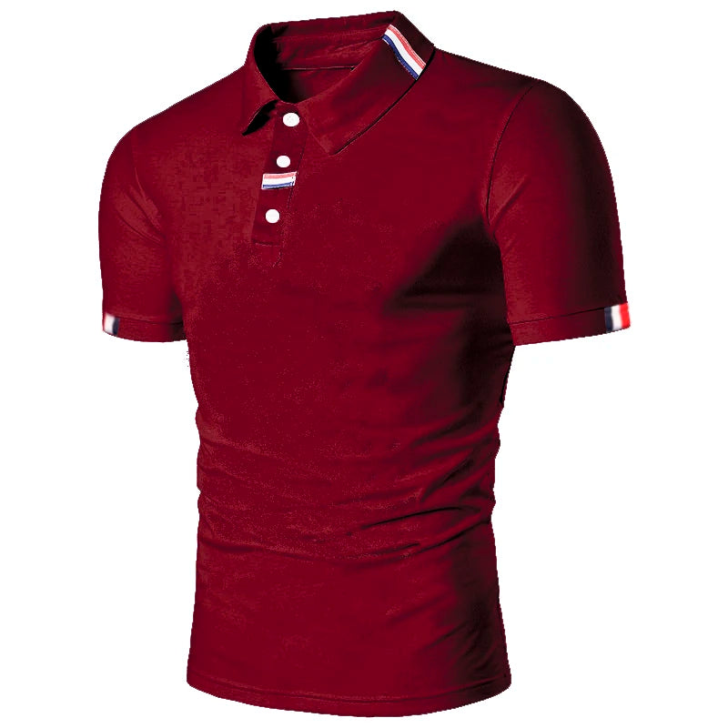 New Solid Color Mens Polo Shirts Short Sleeve Casual Fashion Summer Lapel Male Tops