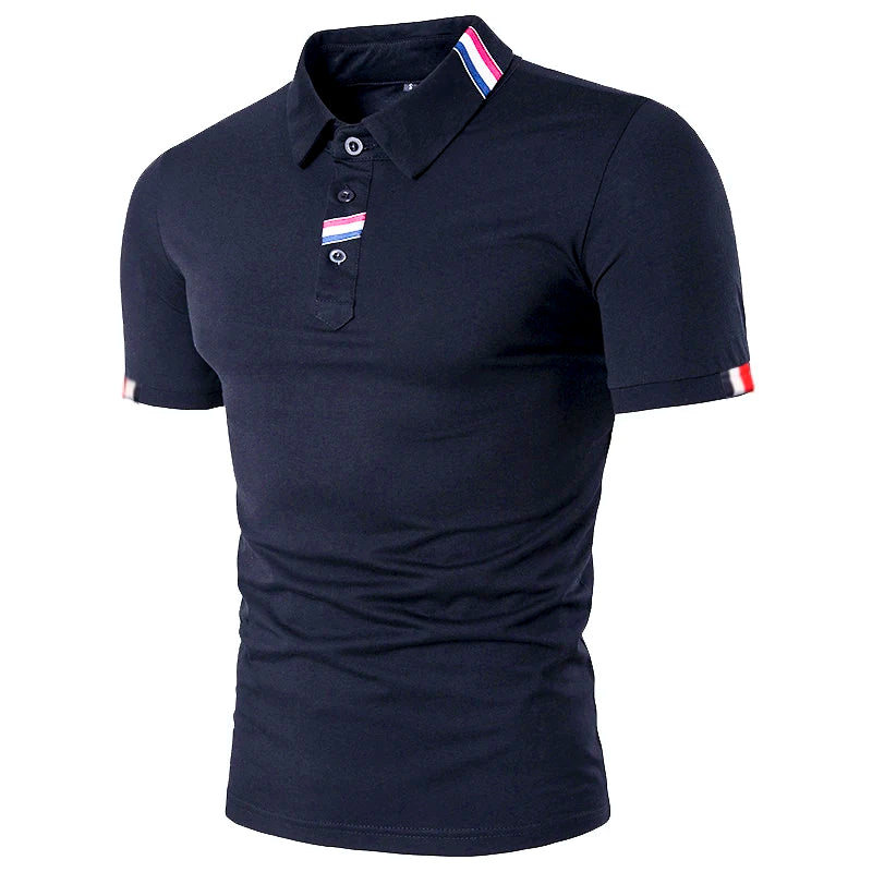 New Solid Color Mens Polo Shirts Short Sleeve Casual Fashion Summer Lapel Male Tops