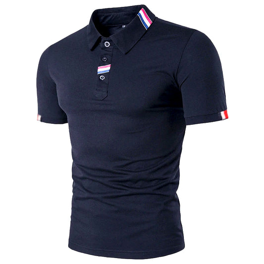 New Solid Color Mens Polo Shirts Short Sleeve Casual Fashion Summer Lapel Male Tops