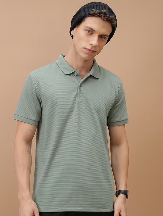 Men Cotton solid polo t-shirt (Size-M) (Color-OLIVE)