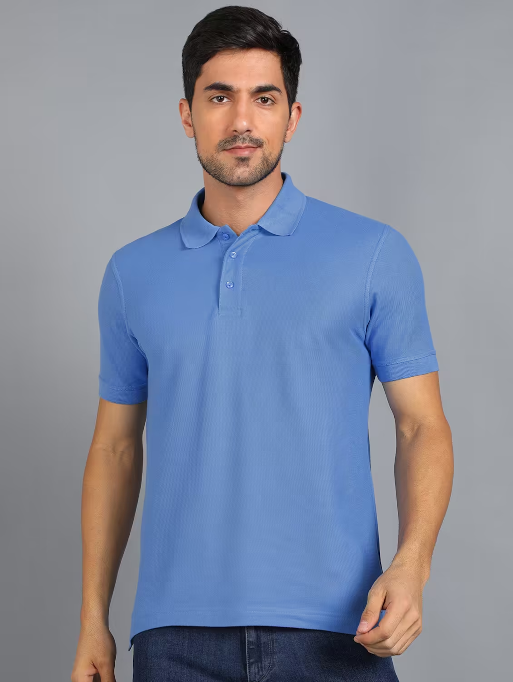 Men Cotton solid polo t-shirt (Size-M) (Color-BLUE)