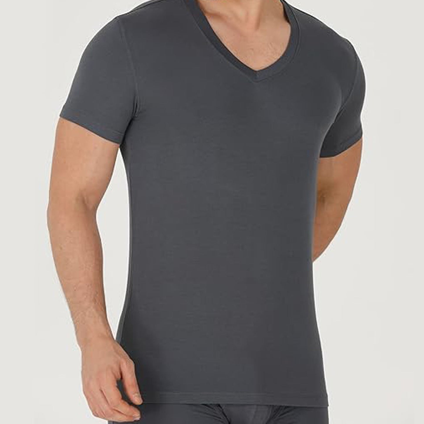 1 Pack - Premium V Neck T Shirts for Men Rayon Made from Bamboo Tees